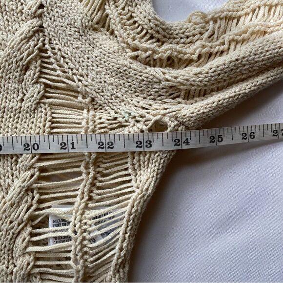 Zara Distressed Beige Laddered Knit Long Sleeve Crop Top Size Small - Picture 15 of 16